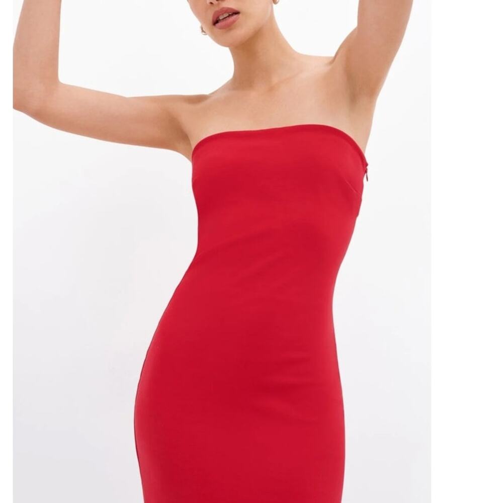 Marcella Natalia Strapless Midi Dress Women's XL Red NWT Minimalist Chic - Picture 3 of 16